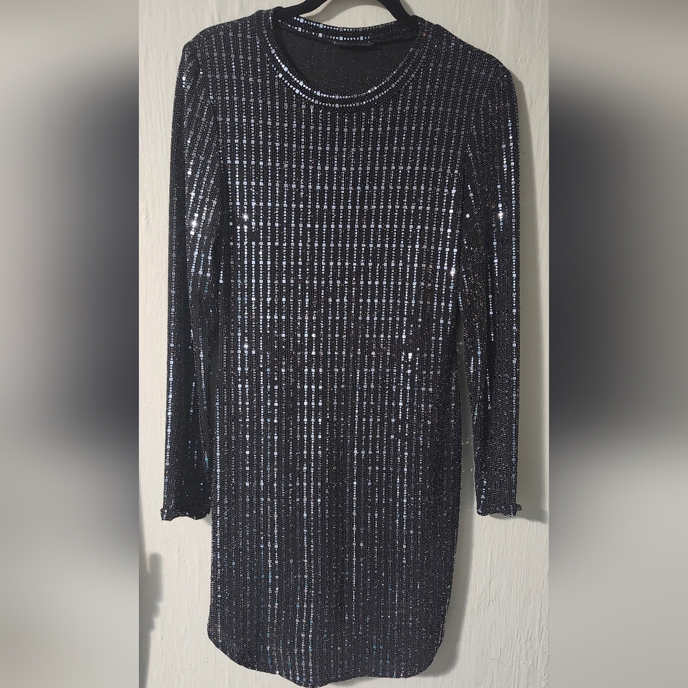 Sparkling Black Sequin Dress By B Smart In Size Medium